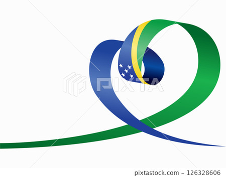 Solomon Islands flag heart shaped ribbon. Vector illustration. Solomon Islands flag heart shaped ribbon. Vector illustration. 126328606