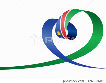 Namibian flag heart shaped ribbon. Vector illustration. Namibian flag heart shaped ribbon. Vector illustration. 126328608