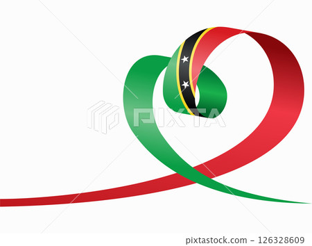 Saint Kitts and Nevis flag heart shaped ribbon. Vector illustration. Saint Kitts and Nevis flag heart shaped ribbon. Vector illustration. 126328609