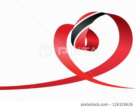 Trinidad and Tobago flag heart shaped ribbon. Vector illustration. 126328626