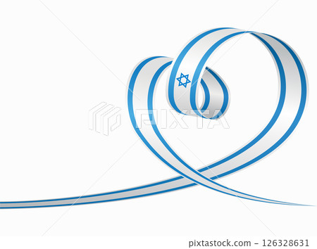 Israeli flag heart shaped ribbon. Vector illustration. 126328631