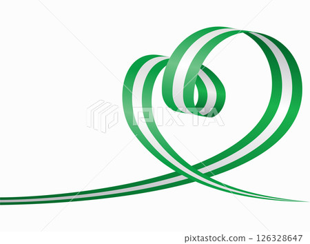 Nigerian flag heart shaped ribbon. Vector illustration. 126328647