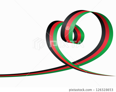 Afghani flag heart shaped ribbon. Vector illustration. 126328653