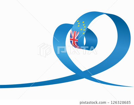 Tuvalu flag heart shaped ribbon. Vector illustration. Tuvalu flag heart shaped ribbon. Vector illustration. 126328685