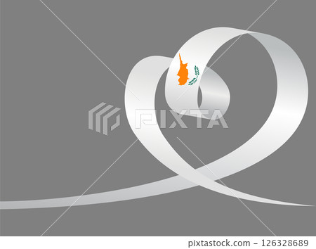 Cypriot flag heart shaped ribbon. Vector illustration. 126328689