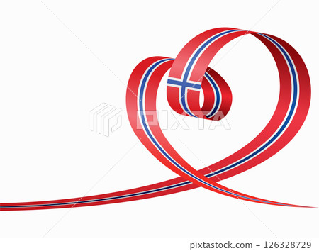 Norwegian flag heart shaped ribbon. Vector illustration. Norwegian flag heart shaped ribbon. Vector illustration. 126328729