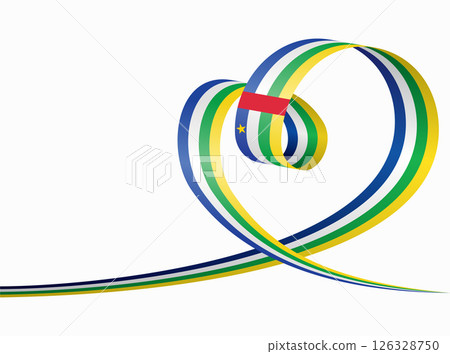 Central African Republic flag heart shaped ribbon. Vector illustration. 126328750
