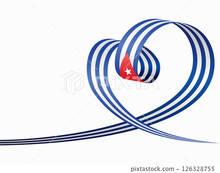 Cuban flag heart shaped ribbon. Vector illustration. 126328755