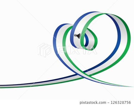 Lesotho flag heart shaped ribbon. Vector illustration. 126328756