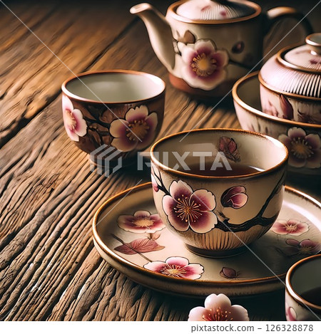 Plum design Japanese tableware set 126328878