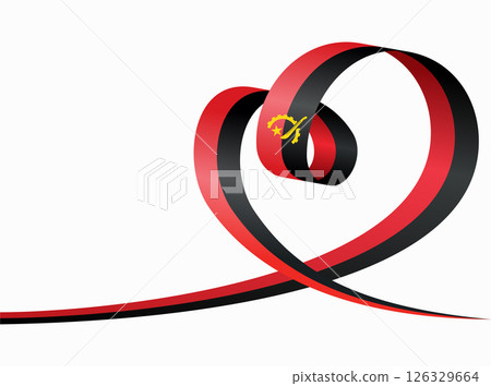 Angolan flag heart shaped ribbon. Vector illustration. Angolan flag heart shaped ribbon. Vector illustration. 126329664