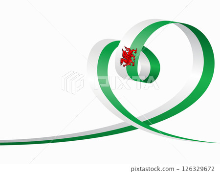 Welsh flag heart shaped ribbon. Vector illustration. 126329672