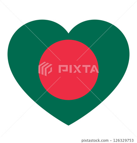 flag of Bangladesh in form of heart, symbol of love 126329753
