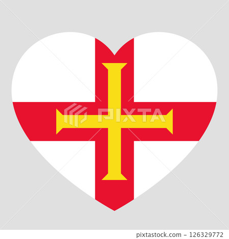 flag of Guernsey in form of heart, symbol of love 126329772