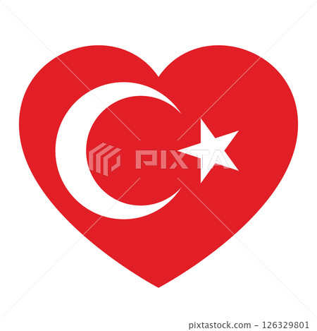 flag of Turkey in form of heart, symbol of love 126329801