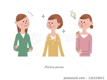 Positive facial expression female upper body set 126329851