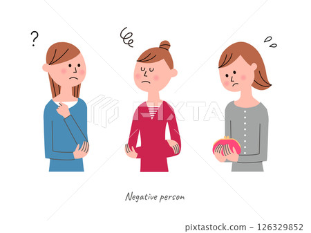 臉部表情消極的女人的上半身 126329852