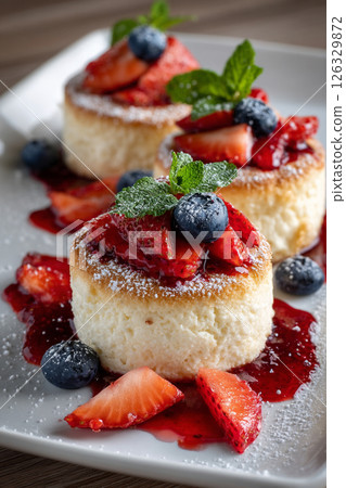 Berry Topped Cheesecakes 126329872