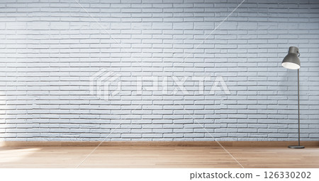Architecture and interior concept Empty room and wood panels and brick wall background 3D illustration rendering 126330202