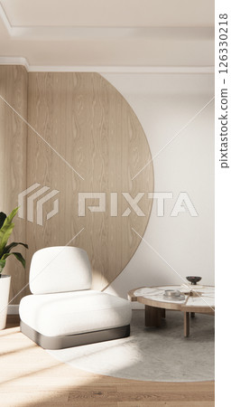 Cabinet room wooden interior armchair sofa and decoration japanese style.3D rendering Cabinet room wooden interior armchair sofa and decoration japanese style.3D rendering 126330218