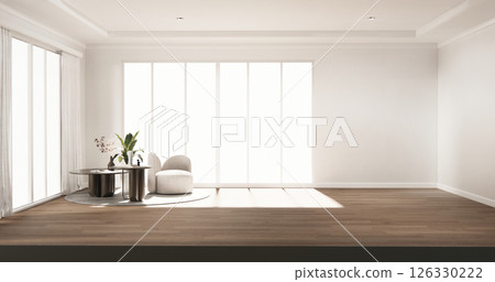 Cabinet room wooden interior armchair sofa and decoration japanese style.3D rendering 126330222