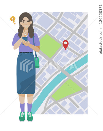 Illustration of a woman getting lost 126330571
