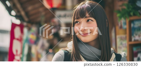 Japanese woman sightseeing 126330830