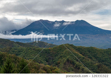 Mount Ontake seen from Jizo Pass Observatory, Kaida Plateau, Kiso Town, Nagano Prefecture 126331322