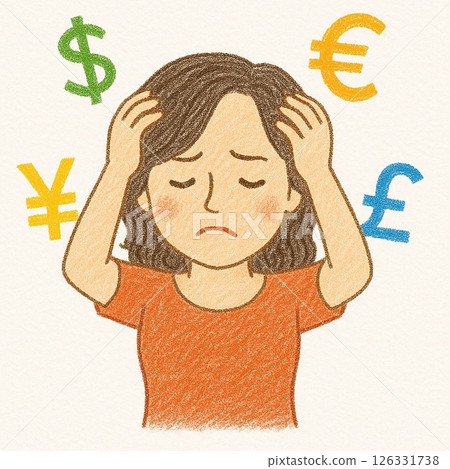女人擔心貨幣 女人擔心貨幣 126331738