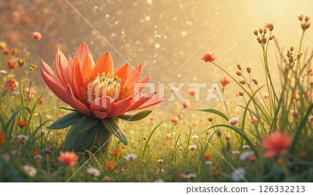 夕陽下閃耀的花朵 126332213