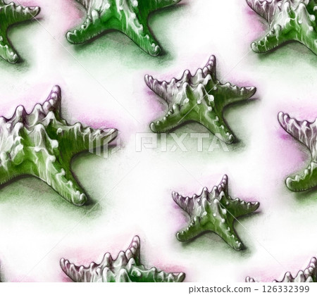 Hand drawn starfish, underwater animals. Summer vacation and sea coast. Hand drawn starfish, underwater animals. Summer vacation and sea coast. 126332399