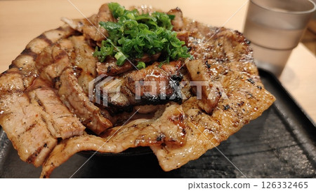 A large, delicious-looking pork bowl 126332465