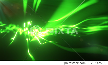 Green streaks of electric light flowing dynamically through darkness, representing energy and motion Green streaks of electric light flowing dynamically through darkness, representing energy and motion 126332516