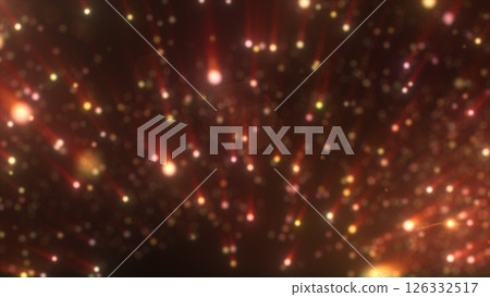 Red and golden glowing particle rain falling against a dark magical background, dreamy and festive 126332517