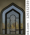 Doha Skyline Seen Through Perforated Window 126332589