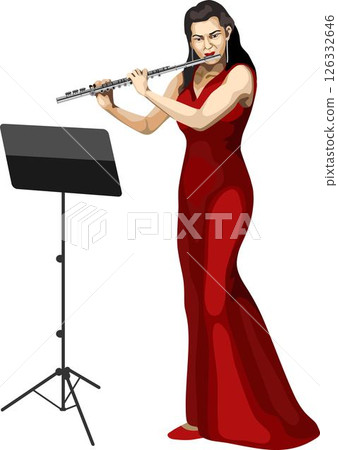 Flutist Playing Flute Music Instrument 126332646