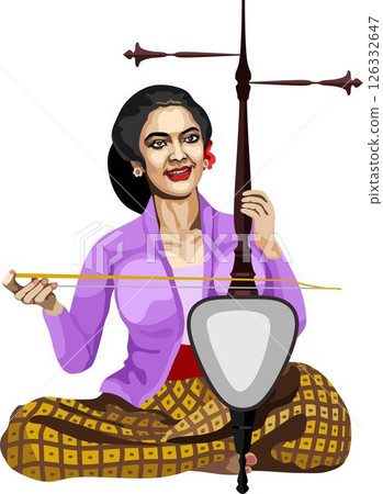Violist Playing Rebab Javanese Violin Violist Playing Rebab Javanese Violin 126332647