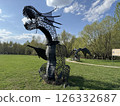 Imposing Metal Dragon Sculpture in Outdoor Art Park 126332687