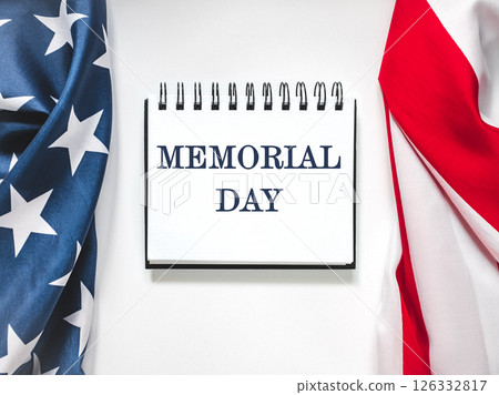 Memorial Day. American Flag and congratulatory inscription 126332817