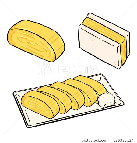 Handwritten _ rolled omelet _ vector material _ set 126333124