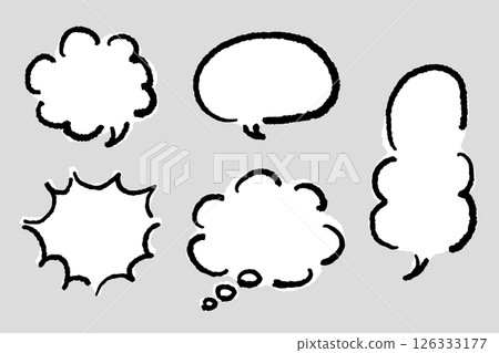 Simple handwritten speech bubble set, white Simple handwritten speech bubble set, white 126333177