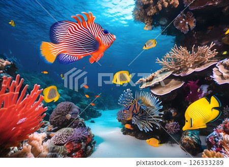 Vibrant Coral Reef Home to Rare Marine Species Vibrant Coral Reef Home to Rare Marine Species 126333289