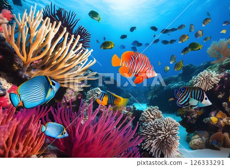 Exotic Coral Reef with Rare Marine Life Exotic Coral Reef with Rare Marine Life 126333291