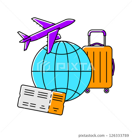Airplane transportation icon. Air travel and tourism item. 126333789