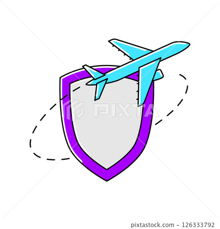 Airplane insurance icon. Air travel and tourism item. 126333792