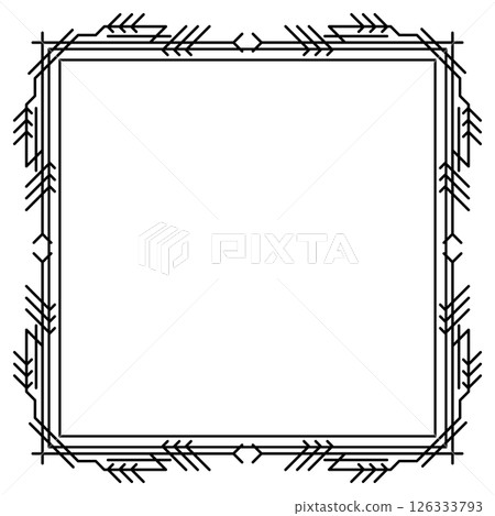 Line geometric frame. Tribal ethnic decorative linear background. Line geometric frame. Tribal ethnic decorative linear background. 126333793