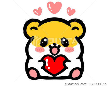 Heart and cute golden hamster illustration material 2 126334154