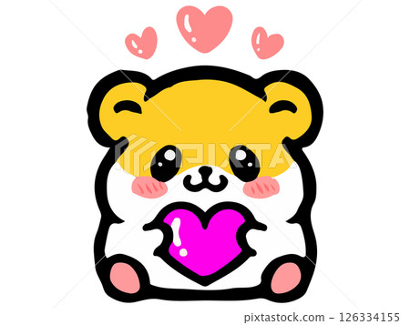 Heart and cute golden hamster illustration material 3 126334155