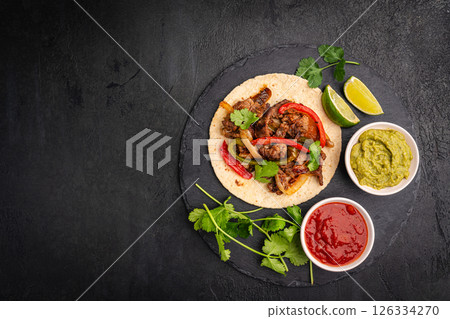 Fajitas, beef meat slices Fajitas, beef meat slices 126334270