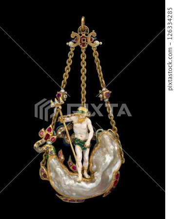 17th Century Neptune and Sea Monster Pendant - Netherlandish Mythological Jewelry 126334285